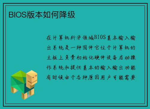 BIOS版本如何降级